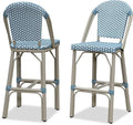 PURPLE LEAF French Bar Stools Set of 2 Champagne Print Finish Outdoor Bar Stools by PURPLELEAF
