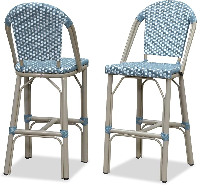 PURPLE LEAF French Bar Stools Set of 2 Champagne Print Finish Outdoor Bar Stools by PURPLELEAF