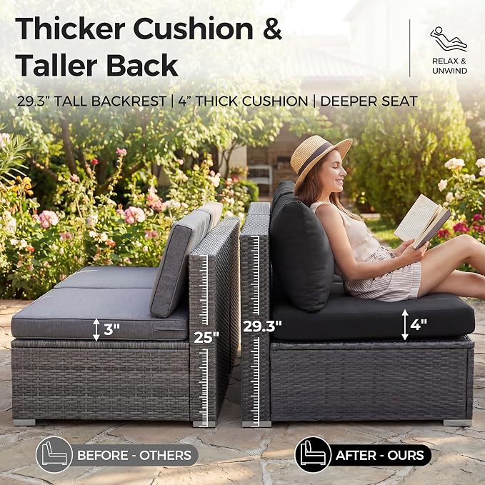 NICESOUL 10 Pcs Outdoor Sectional Set - Image 7