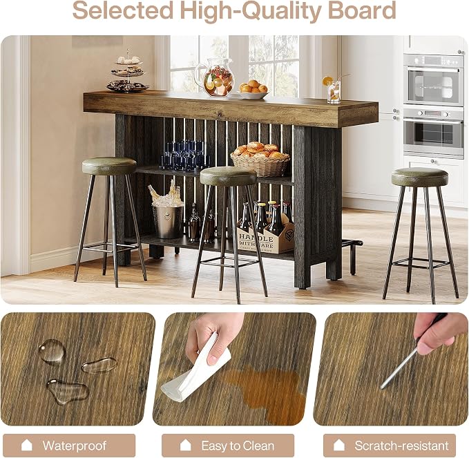 Tribesigns Bar Table with Storage Shelf, 63-Inch Large Mini Pub Table with - Image 8