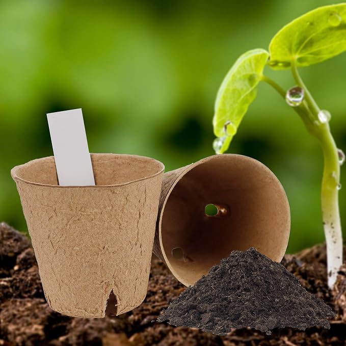 winemana 100 Pack Seed Starter Tray Kit, Biodegradable Peat Pots - Image 5