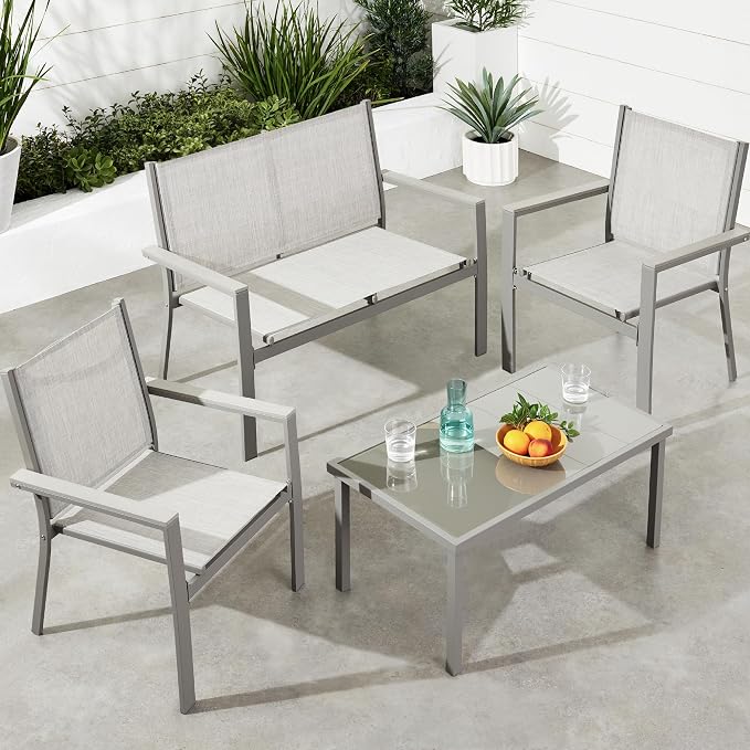 Best Choice Products 4-Piece Outdoor Textilene Patio Conversation Set, Backyard by BestChoiceProducts