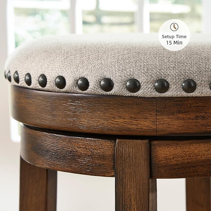 Signature Design by Ashley Valebeck Upholstered Swivel Stool, Cushioned Seat - Image 8