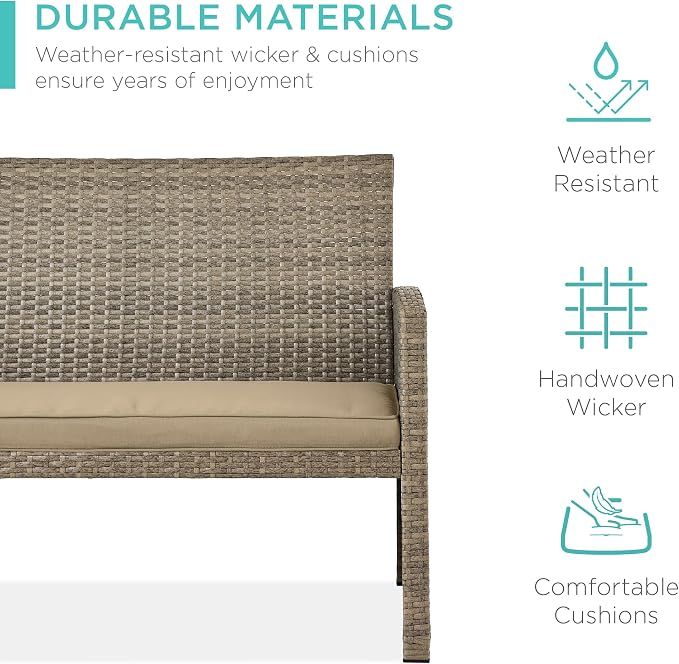 Best Choice Products 4-Piece Outdoor Wicker Patio Conversation Furniture Set - Image 3