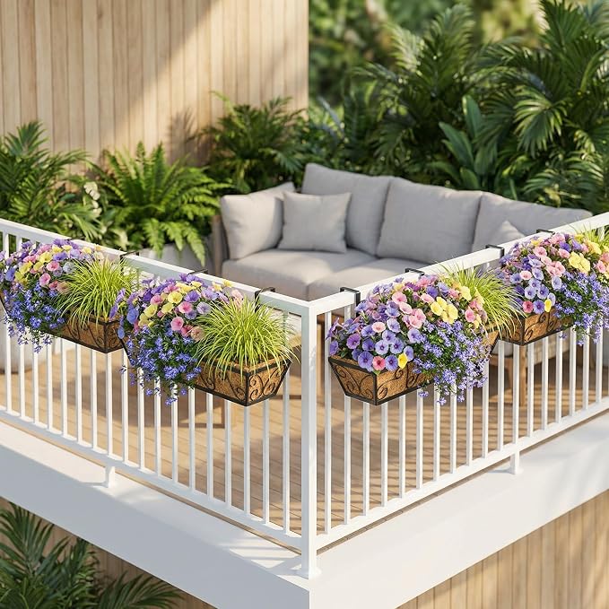 4pcs 30 Inch Window Deck with Coco Liner, Metal Hanging Flower Planter Window - Image 4