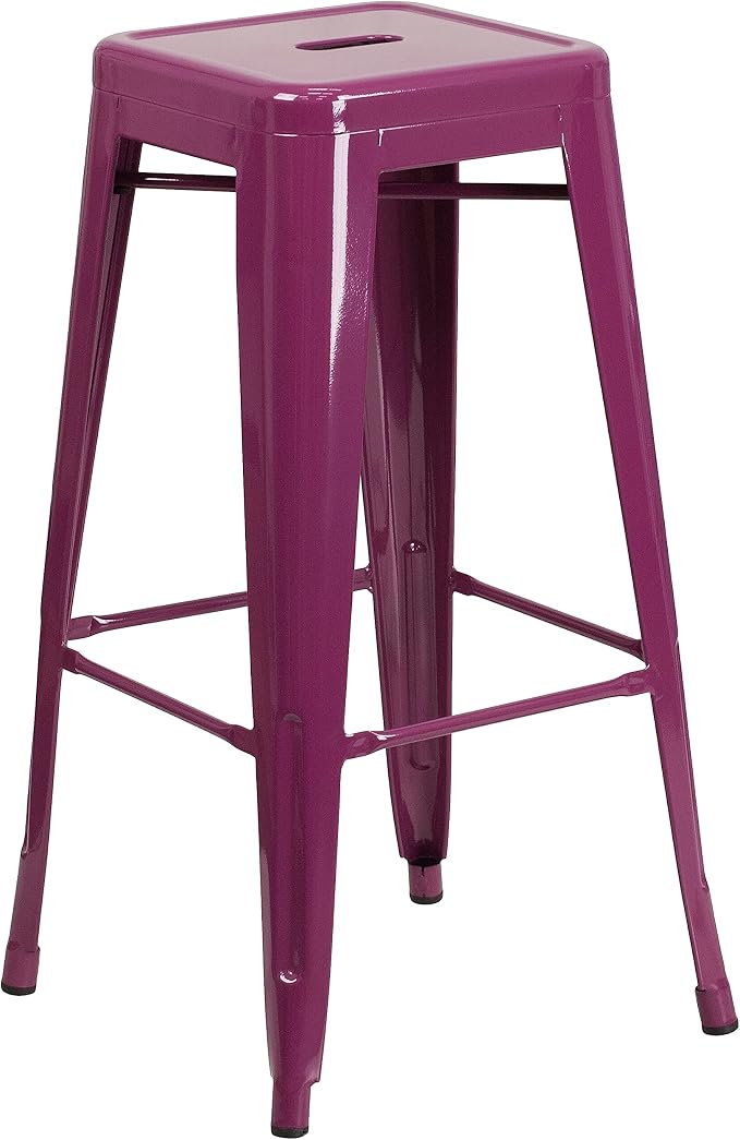 Flash Furniture Commercial Grade 30" High Backless Purple Indoor-Outdoor by FlashFurniture
