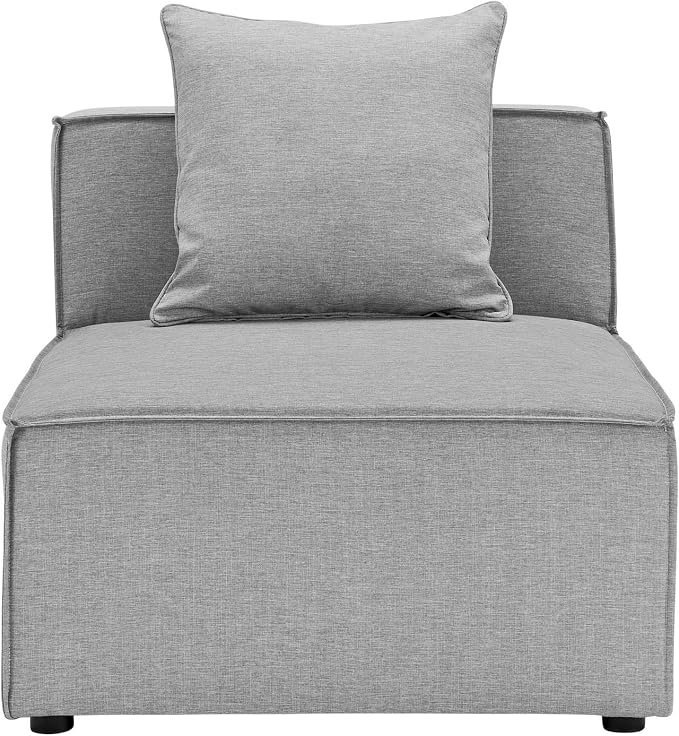 Modway Saybrook Outdoor Patio Upholstered Sectional Sofa Armless Chair in Gray - Image 6