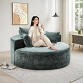 Oversized Round Chaise Longue Chair Indoor, Modern 55-inch Upholstered Chenille by Antetek