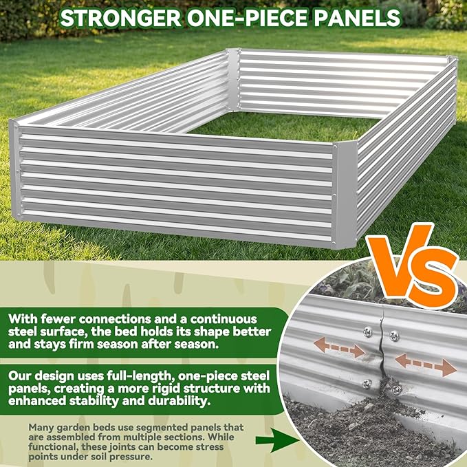 3 Pack Corrugated Galvanized Steel Raised Garden Bed Outdoor, Metal Above - Image 3