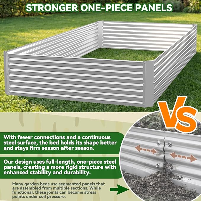 4 Pack Corrugated Galvanized Steel Raised Garden Bed Outdoor, Metal Above - Image 3