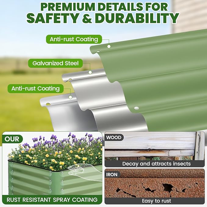 G GOOD GAIN Elevated Raised Garden Bed 2' x 4'- Galvanized Metal Planter Boxes - Image 4