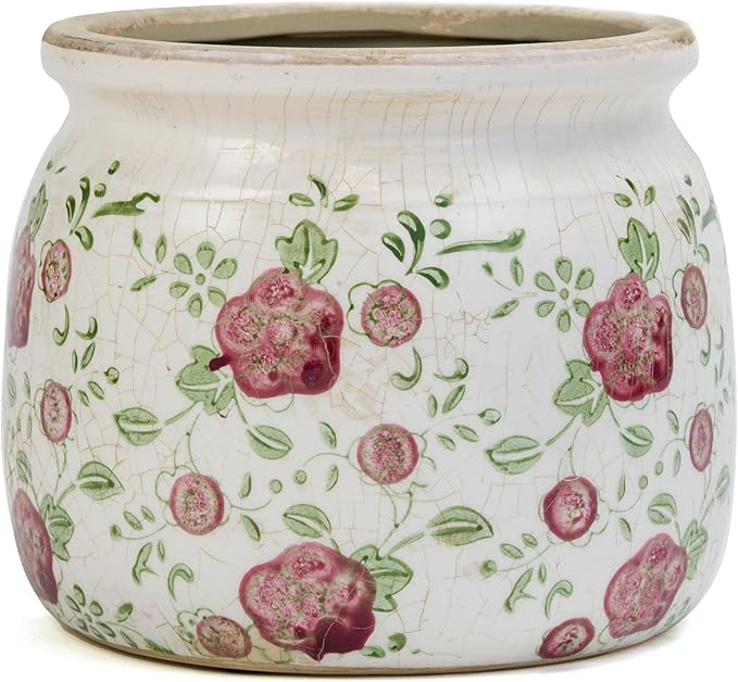 Ceramic Pot for Planter, Vintage Red Plum Flower Pot by Dosayes