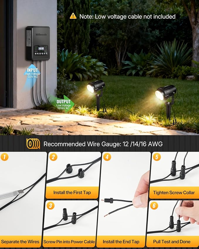 12 Pack Landscape Lights with 2 Zone 300W Low Voltage Transformer, 3000K 12V - Image 4