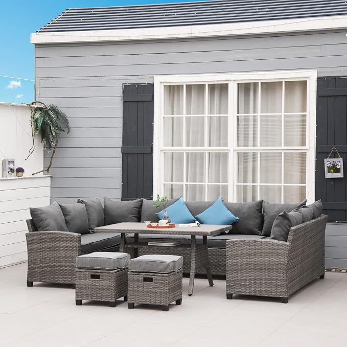 Outsunny Patio Furniture Set, 6 Piece PE Wicker Outdoor Furniture, Conversation - Image 2
