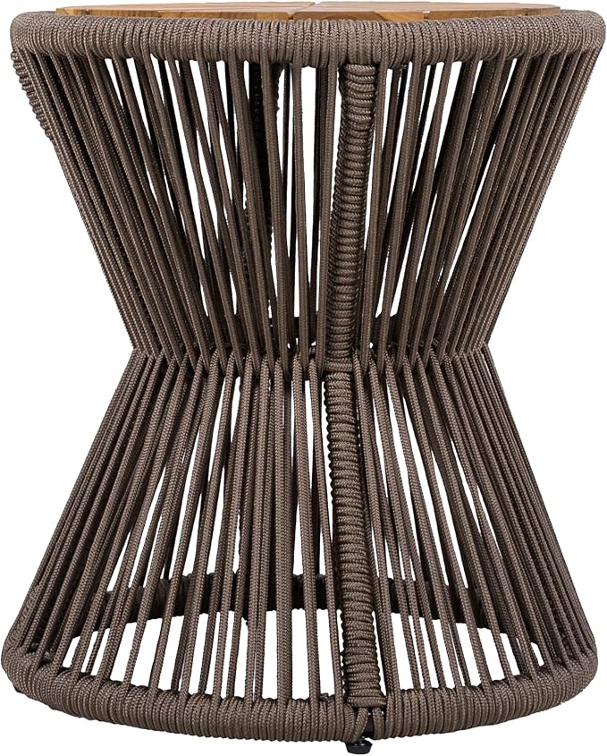 Scott Living Nara 18.9" Acacia Wood Outdoor Side Table, Metal Frame+Woven Rope - Image 6