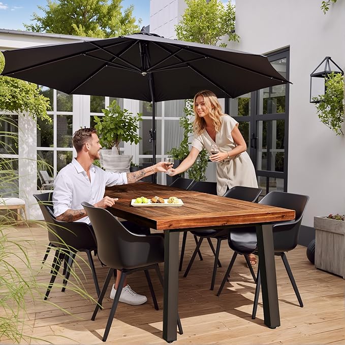 Devoko Home Acacia Wood Dining Table 6-Person Indoor Outdoor Table - Image 5