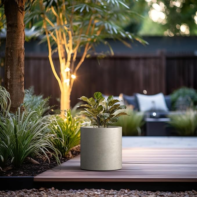 Kante 12.6" Dia Round Concrete Planter, Modern Style Large Cylindrical Plant Pot - Image 3