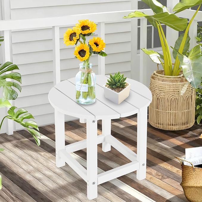 LZRS Round Adirondack Patio Side Table End Table, Outdoor Side Tables - Image 6