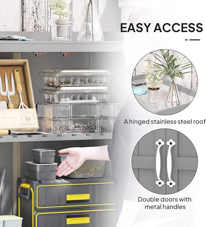 Outsunny Outdoor Storage Cabinet, Garden Tool Shed - Image 4