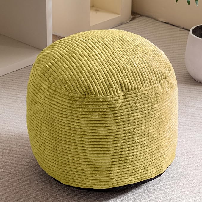 HIGOGOGO Round Stuffed Pouf Ottoman, Corduroy Poufs - Image 6