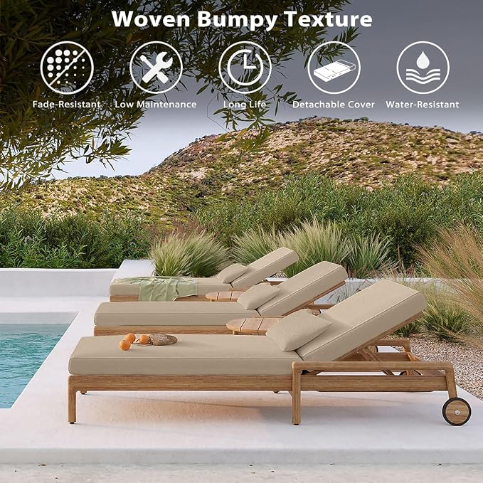 Sundale Outdoor Olefin Chaise Lounge Cushion Set of 2, Water-Resistant Patio - Image 7