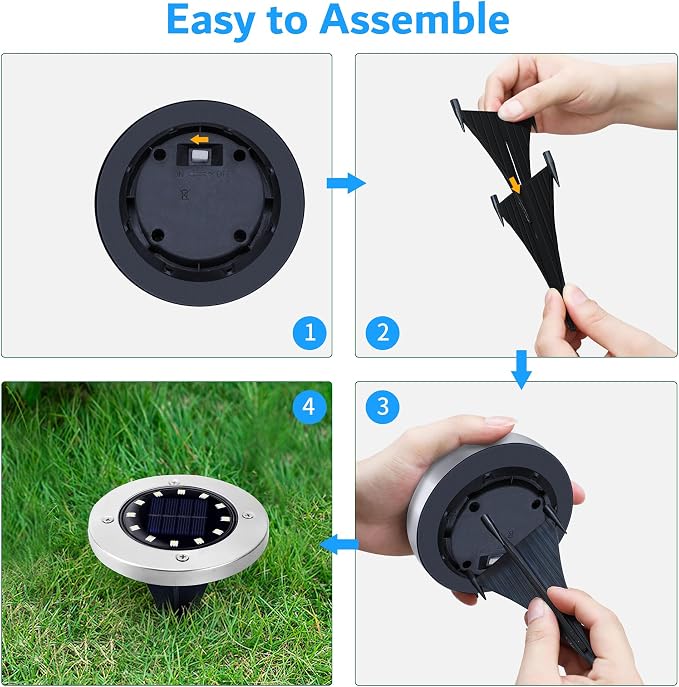 Biling Solar Ground Lights Outdoor 12 Packs, Bright 12 LEDs Solar Lights - Image 5