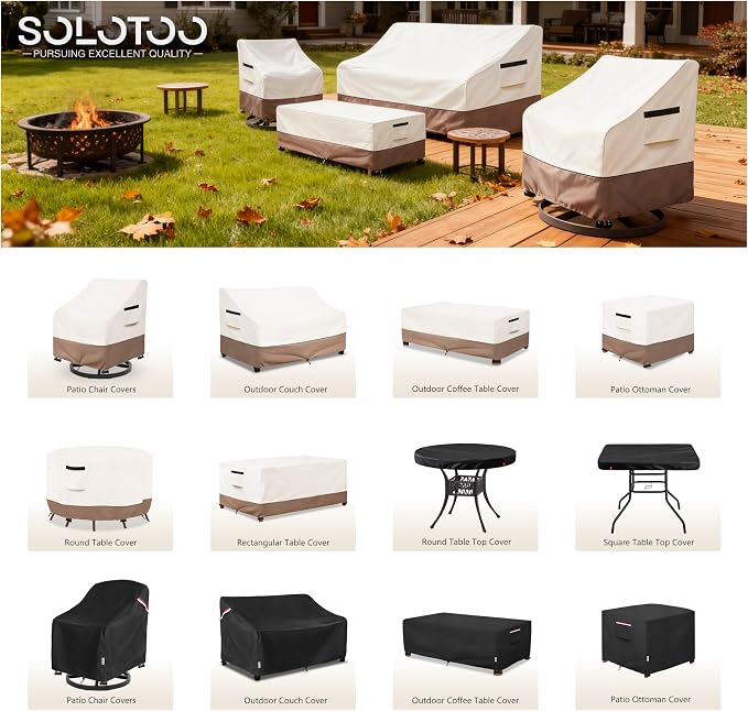 Patio Ottoman Cover Waterproof Heavy Duty Square Outdoor Ottoman Covers - Image 2