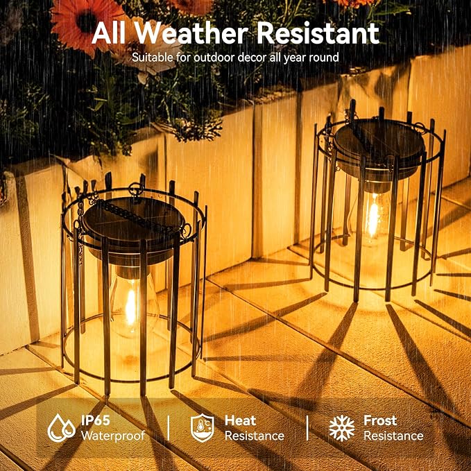 KOOPER Solar Lanterns Outdoor Waterproof, 4 Pack Upgraded Bright Hanging Solar - Image 2