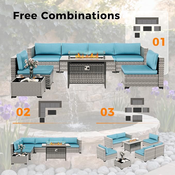6-Seat Modern Outdoor Wicker Rattan Patio Furniture Set - Image 9