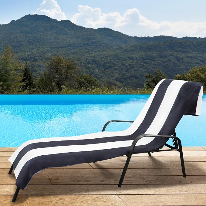 Superior Cabana Cotton Lounge Chair Cover, Outdoor Towel/Chaise Furniture Covers - Image 2