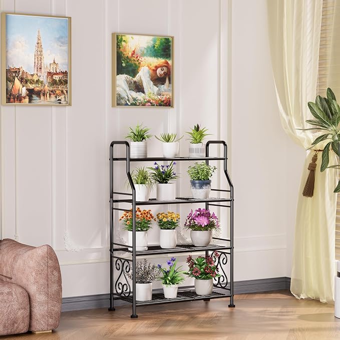 GIOTORENT Plant Stand Outdoor Indoor 4 Tier Metal Waterproof - Image 4