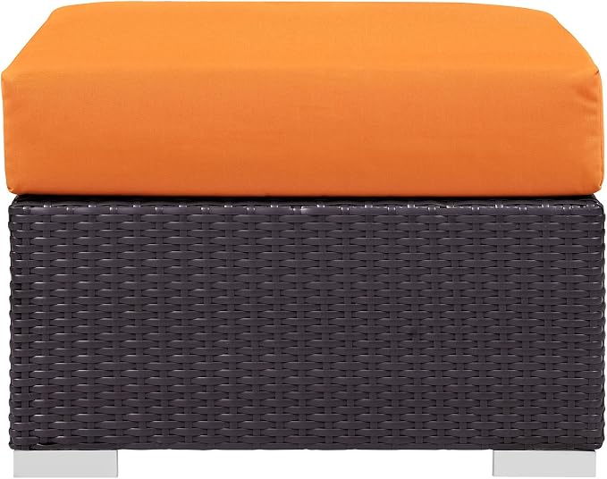 Modway Convene Wicker Rattan Outdoor Patio Square Ottoman - Image 4
