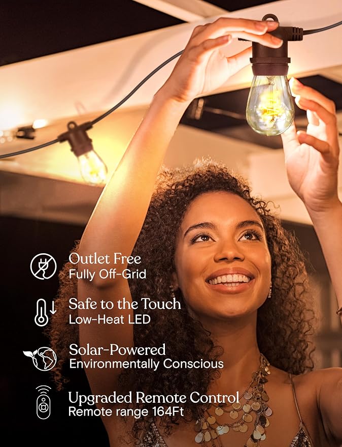 Brightech Ambience Pro Super Bright 48 Ft, 15 Bulbs Solar Power Remote Control - Image 6