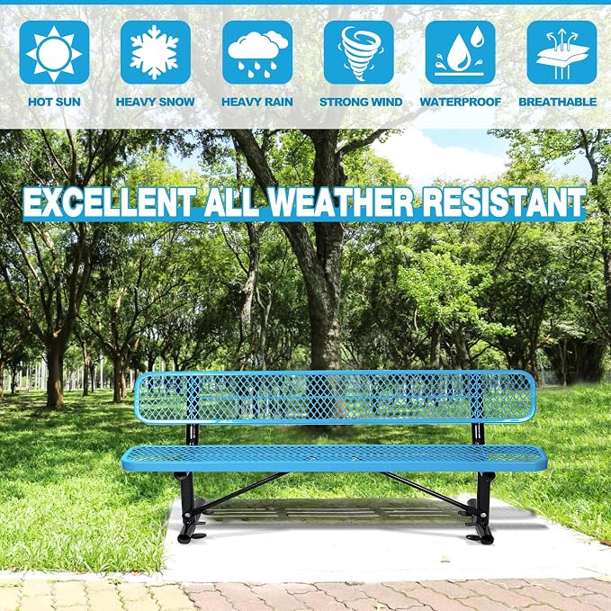 8FT/96INCH Heavy Duty Metal Park Bench - Image 4