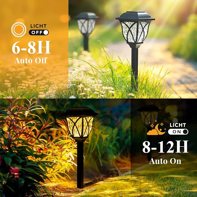 GIGALUMI 8 Pack Solar Lights Outdoor Waterproof, LED Solar Garden Lights - Image 5