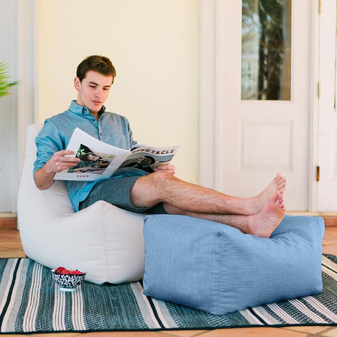 Jaxx Leon Outdoor Bean Bag Ottoman, Ocean Blue - Image 5