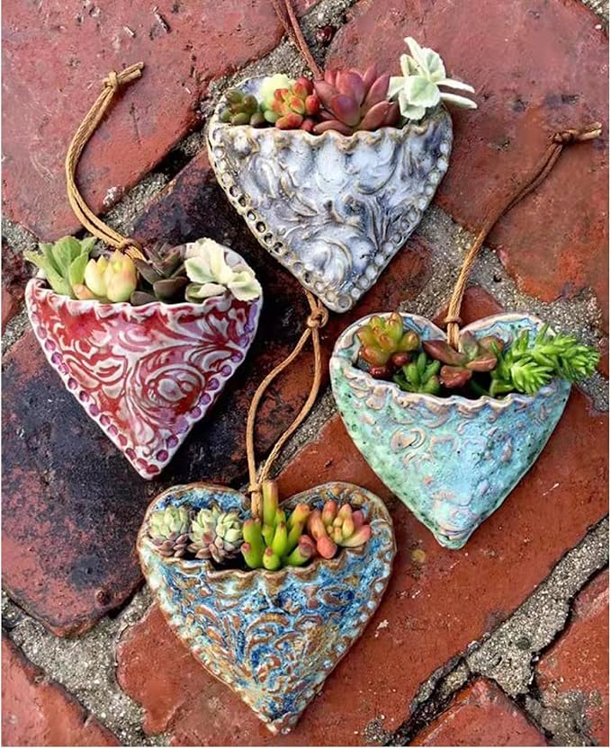 Retro Heart Shaped Plant Pots, Indoor Vertical Wall Hanging Garden Small Plant - Image 6