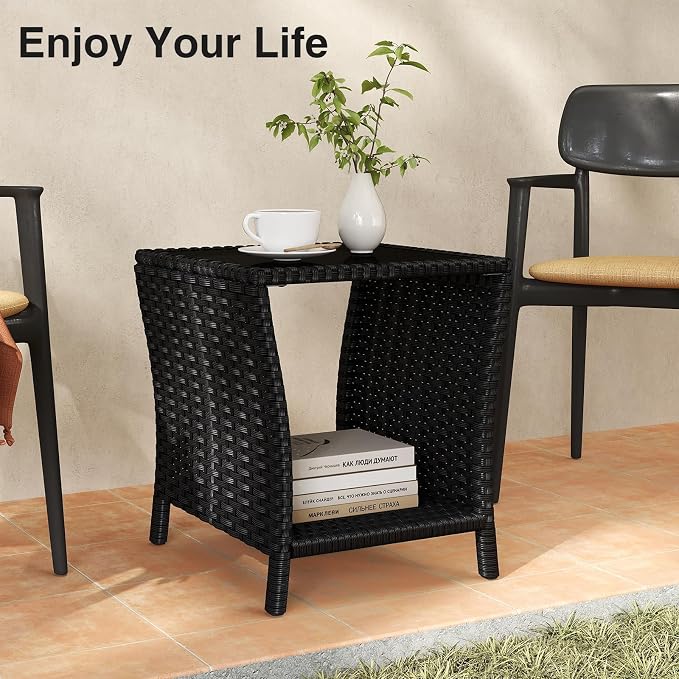 Kinfant Rattan Patio Side Table - Image 7