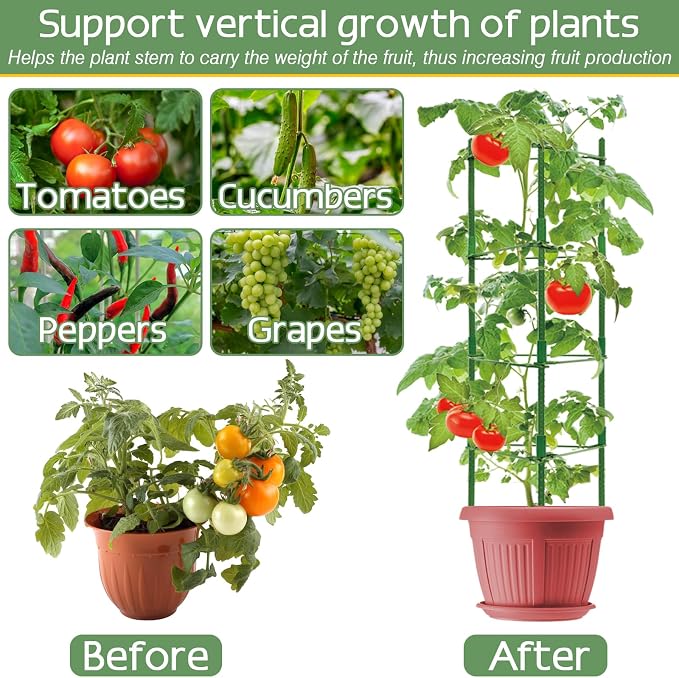 Halatool 4 Pack Tomato Cages for Garden, Garden Stakes Tomato Trellis for Pots - Image 6