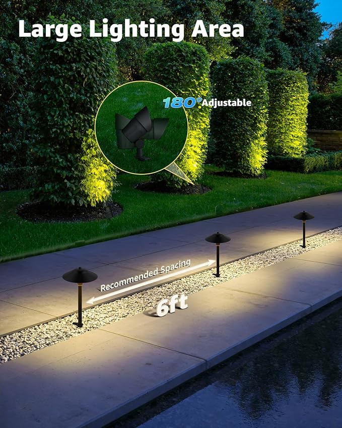 SUNVIE All-in-ONE Landscape Lighting Kit 6-Pack LED Outdoor Pathway Lights - Image 6