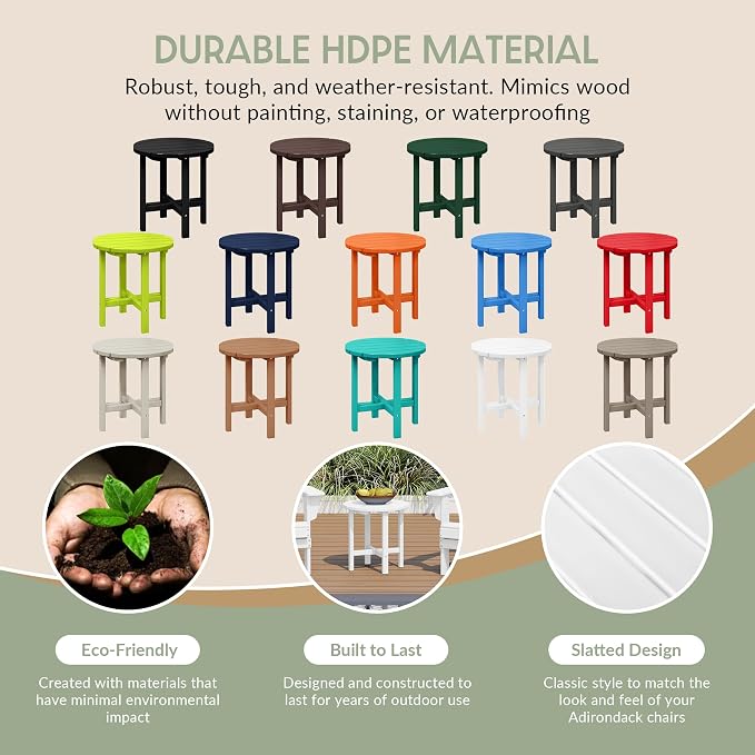 WestinTrends Dylan Adirondack Round Outdoor Side Table - Image 6