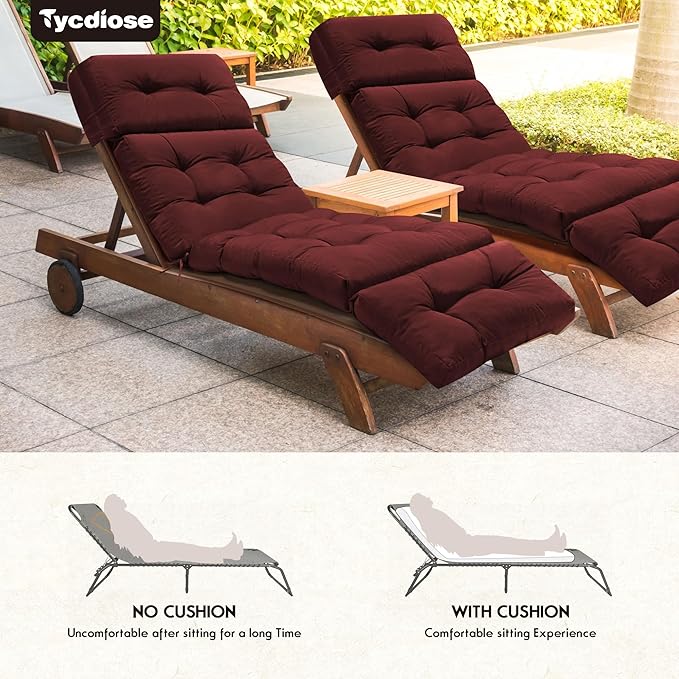 Outdoor Chaise Lounge Chair Cushion Set of 4, Thickened 74.4 x 22 x 4.7 Inches - Image 6