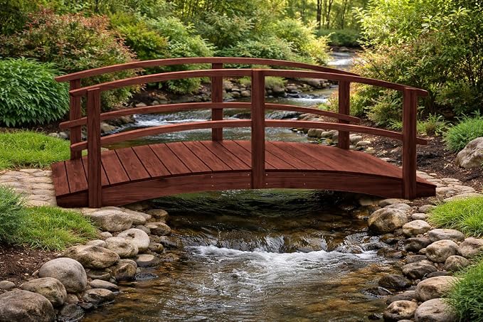 10 FT MAHOGANY Amish Made Garden Bridge - Image 5