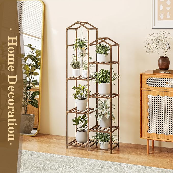 Bamworld Tall Plant Stand Indoor Outdoor Corner Plant Shelf Hanging Plant - Image 8
