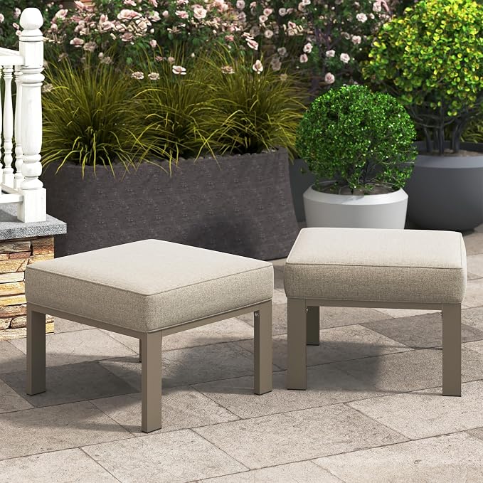 Wisteria Lane Patio Furniture Footstools Metal Ottomans Set of 2, Metal Outdoor by WisteriaLane