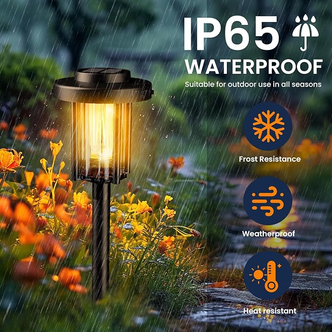 GIGALUMI Solar Pathway Lights, 3 Pack Garden Solar Outdoor Lights, IP65 - Image 6