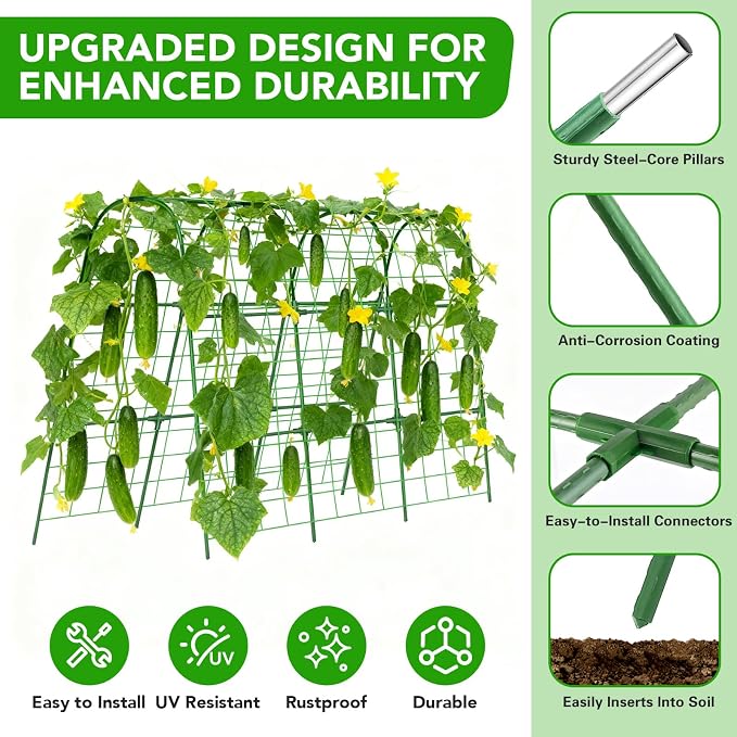 Cucumber Trellis for Raised Bed, U-Shape Garden Trellis for Climbing Plants - Image 2