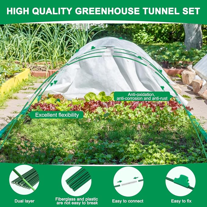 Greenhouse Hoops Grow Tunnel, 10 Sets of 8FT Long Garden Hoops - Image 5