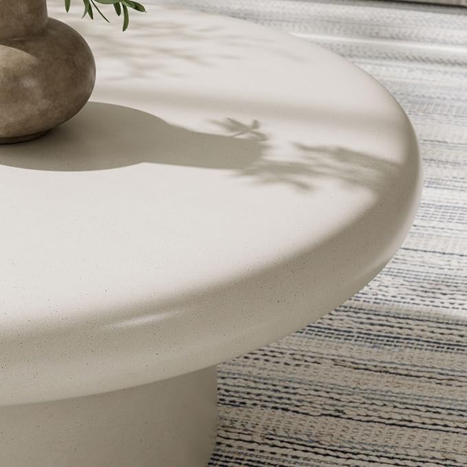 Modway Argos Round Concrete Coffee Table in White - Image 6