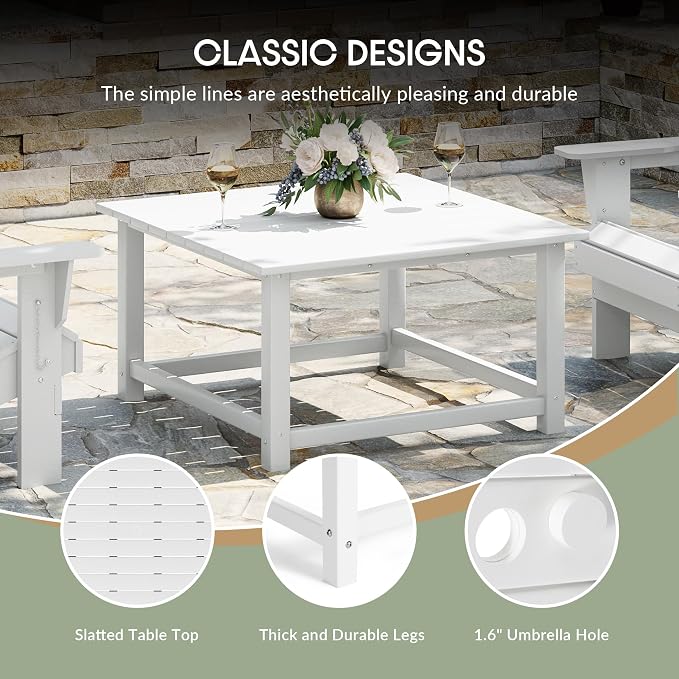WestinTrends Malibu Low Outdoor HDPE Square Patio Coffee Table - Image 8